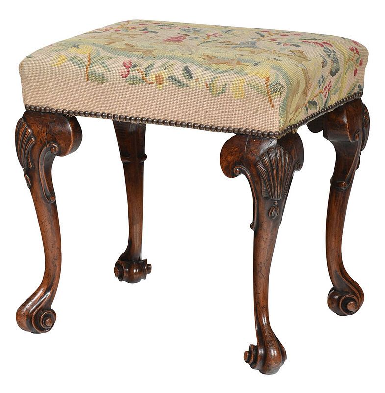 Appraisal: Chippendale Style Needlework Upholstered Footstool British th century fine needlework