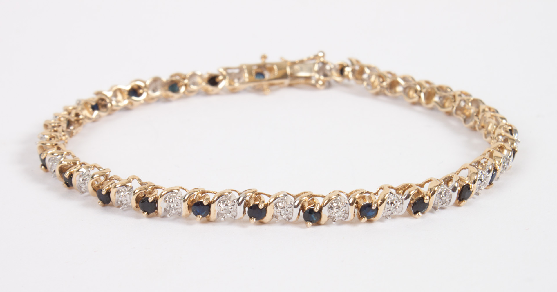 Appraisal: Lady's K gold diamond sapphire bracelet in L grams