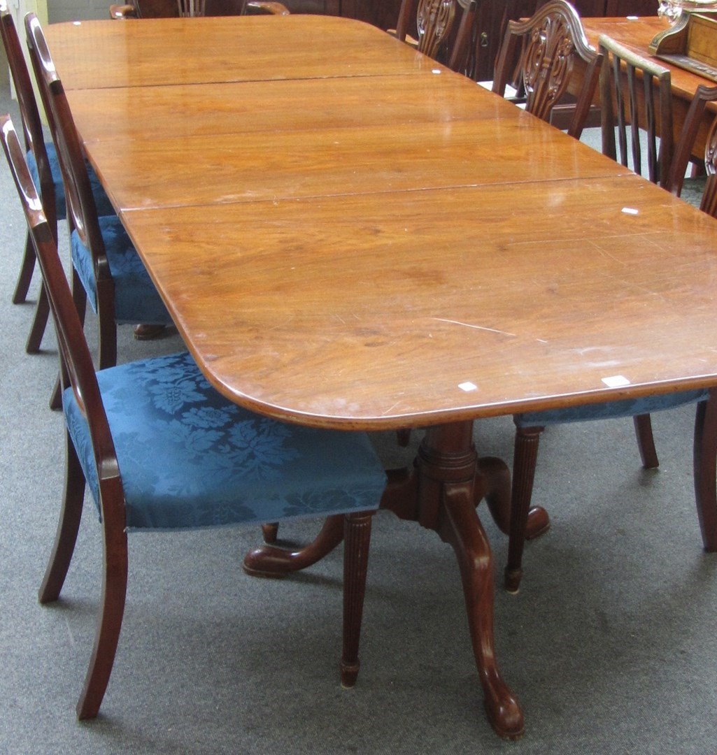 Appraisal: A George III mahogany 'D' end extending dining table on