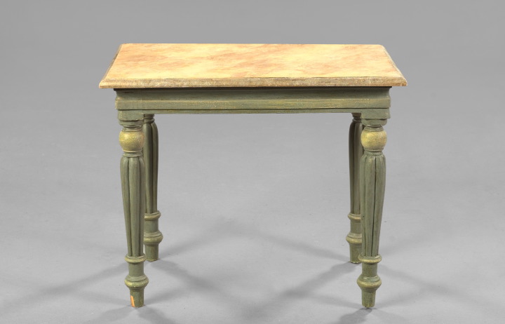 Appraisal: Provincial Polychromed Occasional Table the rectangular faux-marbre top above a