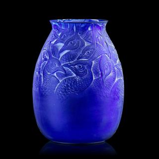 Appraisal: LALIQUE Borrom e vase blue violet glass LALIQUE Borrom e