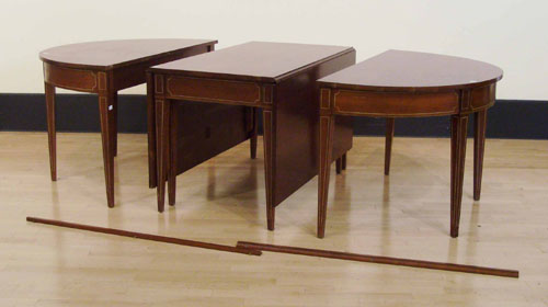 Appraisal: Federal style mahogany three part dining table h x w