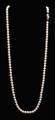 Appraisal: Mikimoto pearl necklace single strand Japanese Akoya cultured pearls to