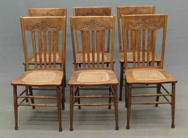 Appraisal: Set of six pressed back cane seat Victorian chairs ''