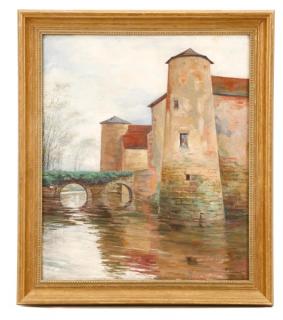 Appraisal: American School Moat with Arched Bridge American School Moat with