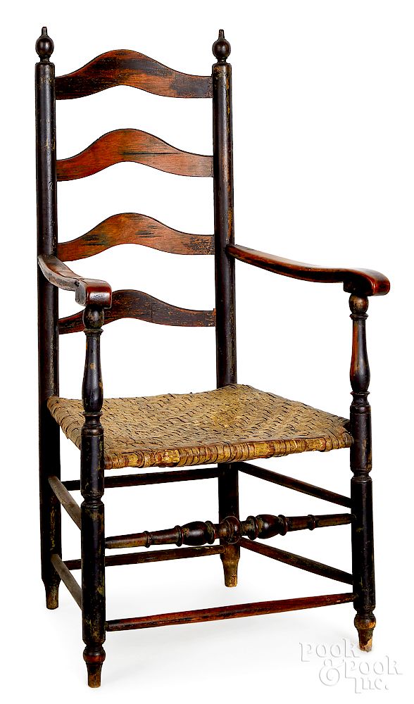 Appraisal: Delaware Valley ladderback armchair Exclusive on Bidsquare Delaware Valley ladderback