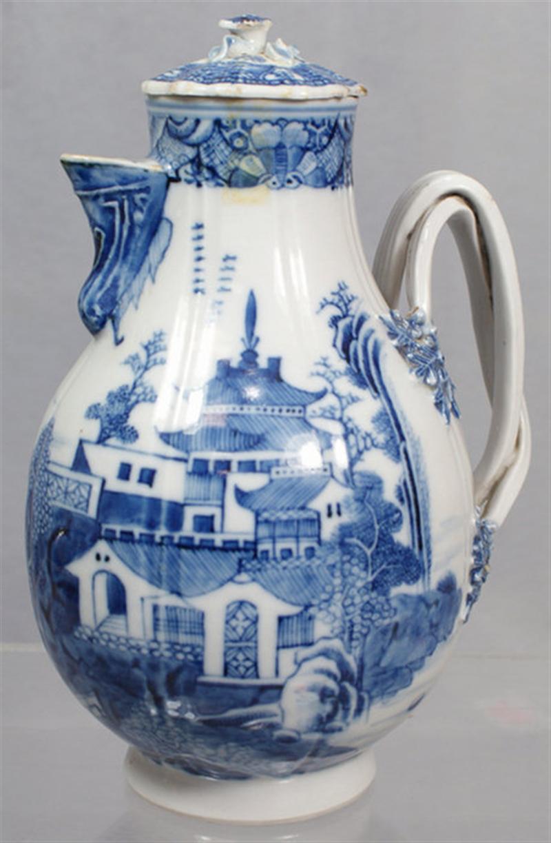 Appraisal: th c Chinese export porcelain pitcher replaced lid lid has