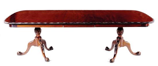 Appraisal: Georgian style carved mahogany banquet table top with D-ends and