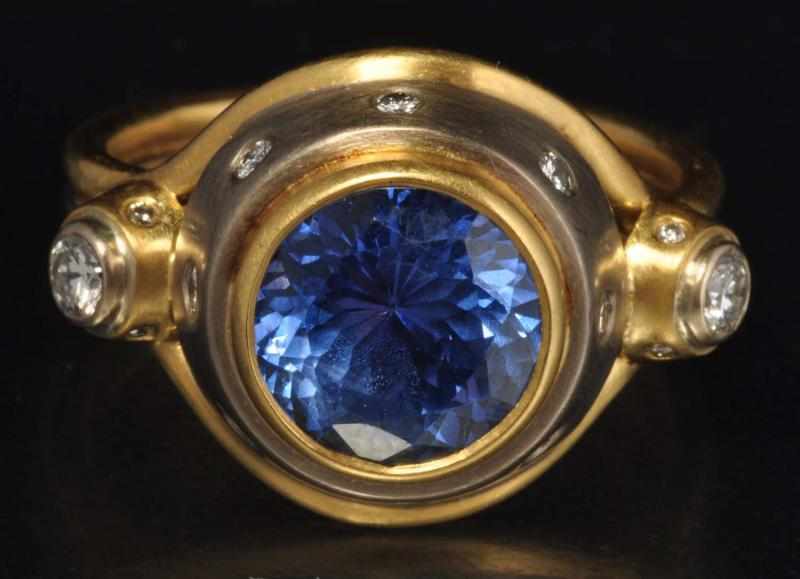 Appraisal: K Two-Tone Gold Diamond Sapphire Ring Description Diamonds ctw Sapphire