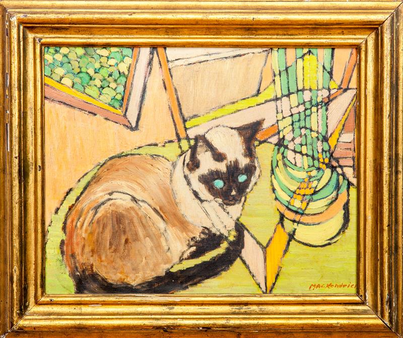 Appraisal: Lillian MacKendrick - Siamese Cat Oil on canvas signed 'MacKendrick'