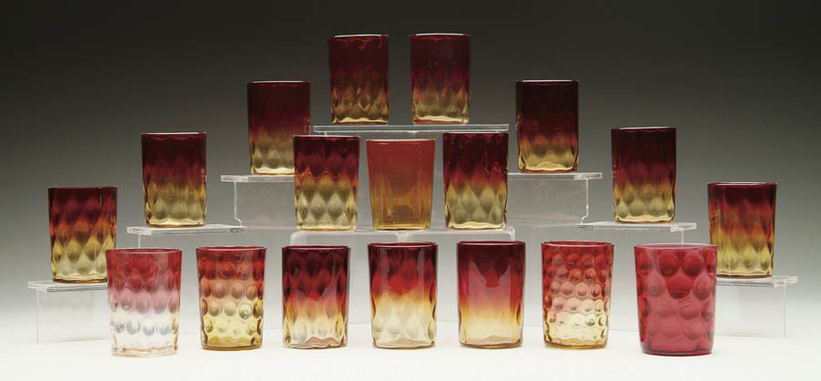 Appraisal: EIGHTEEN TUMBLERS Lot consists of seventeen Amberina tumblers and one