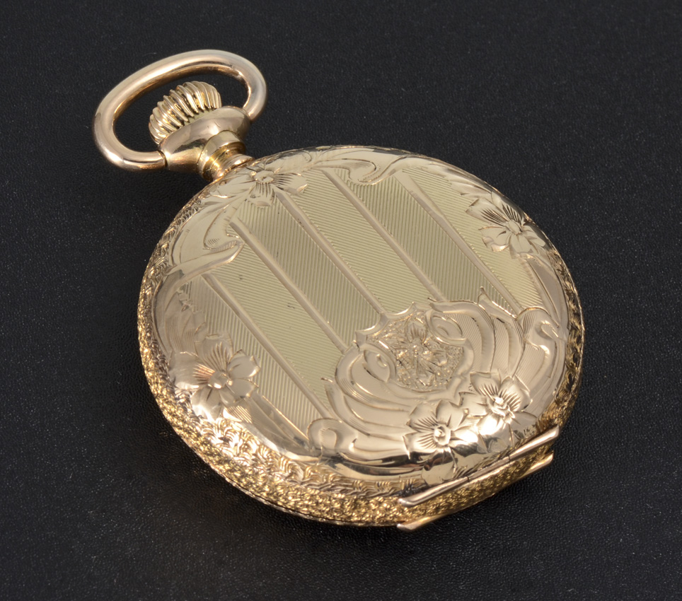 Appraisal: K YELLOW GOLD WALTHAM HUNTER CASE POCKET WATCH Circa size