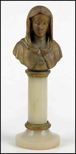 Appraisal: CONTINENTAL PATINATED BRONZE BUST OF THE BLEEDING HEART OF MARY