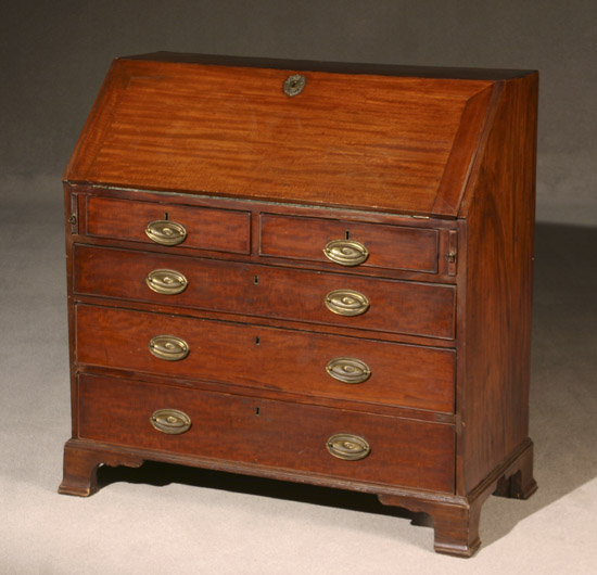 Appraisal: George III Inlaid Mahogany Slant-Front Bureau Last Quarter th Century