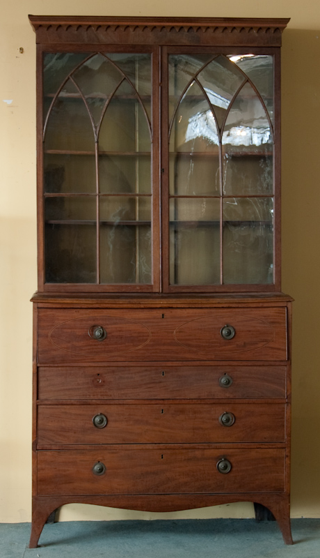 Appraisal: A Federal Mahogany Secretary Bookcase with an old dry finish