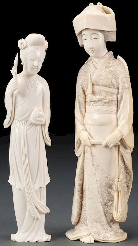 Appraisal: A JAPANESE AND CHINESE CARVED GROUP OF CARVED IVO A