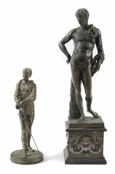 Appraisal: A patinated bronze figure of the Belvedere Antinous after the