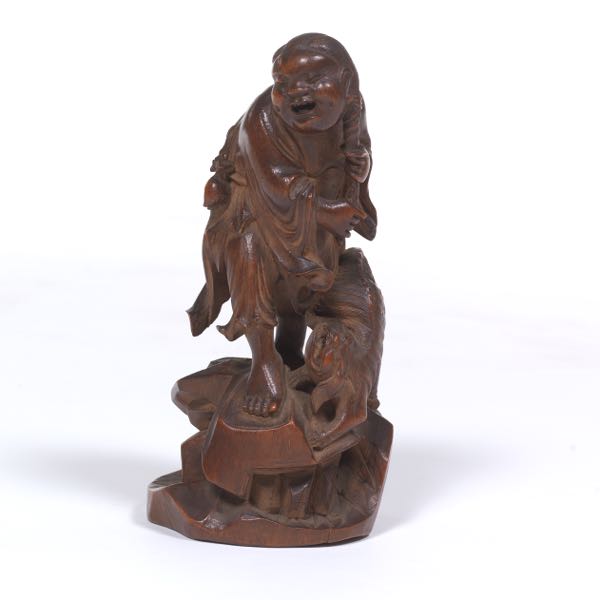 Appraisal: CARVED WOOD FIGURINE x x Carved wood figurine of a