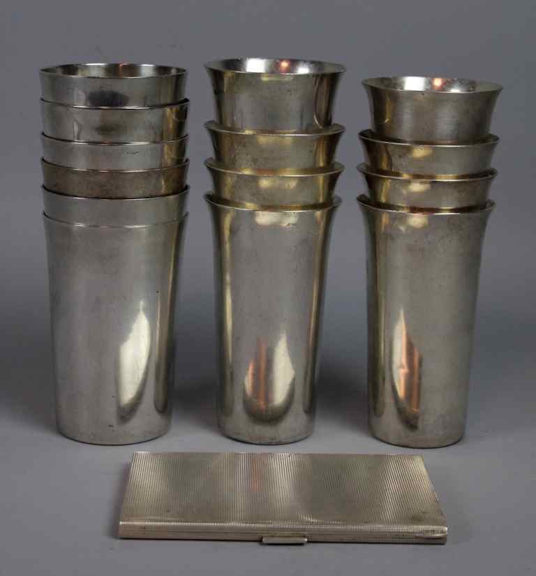 Appraisal: EIGHT AMERICAN SILVER JULEP CUPS with flared rims together with