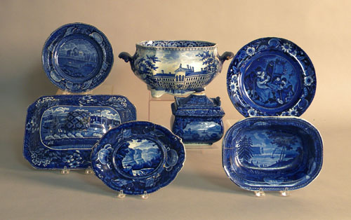 Appraisal: Group of Historic blue Staffordshire wares th c