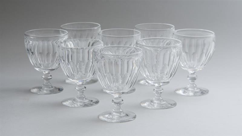 Appraisal: SET OF EIGHT STEUBEN CUT-GLASS WATER GOBLETS Some etched with