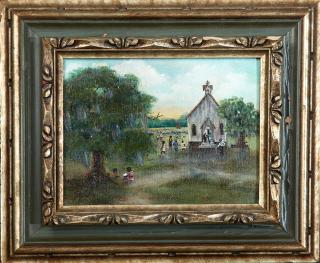 Appraisal: Janice Bourgeois Trahan Southern Church Scene th c oil on