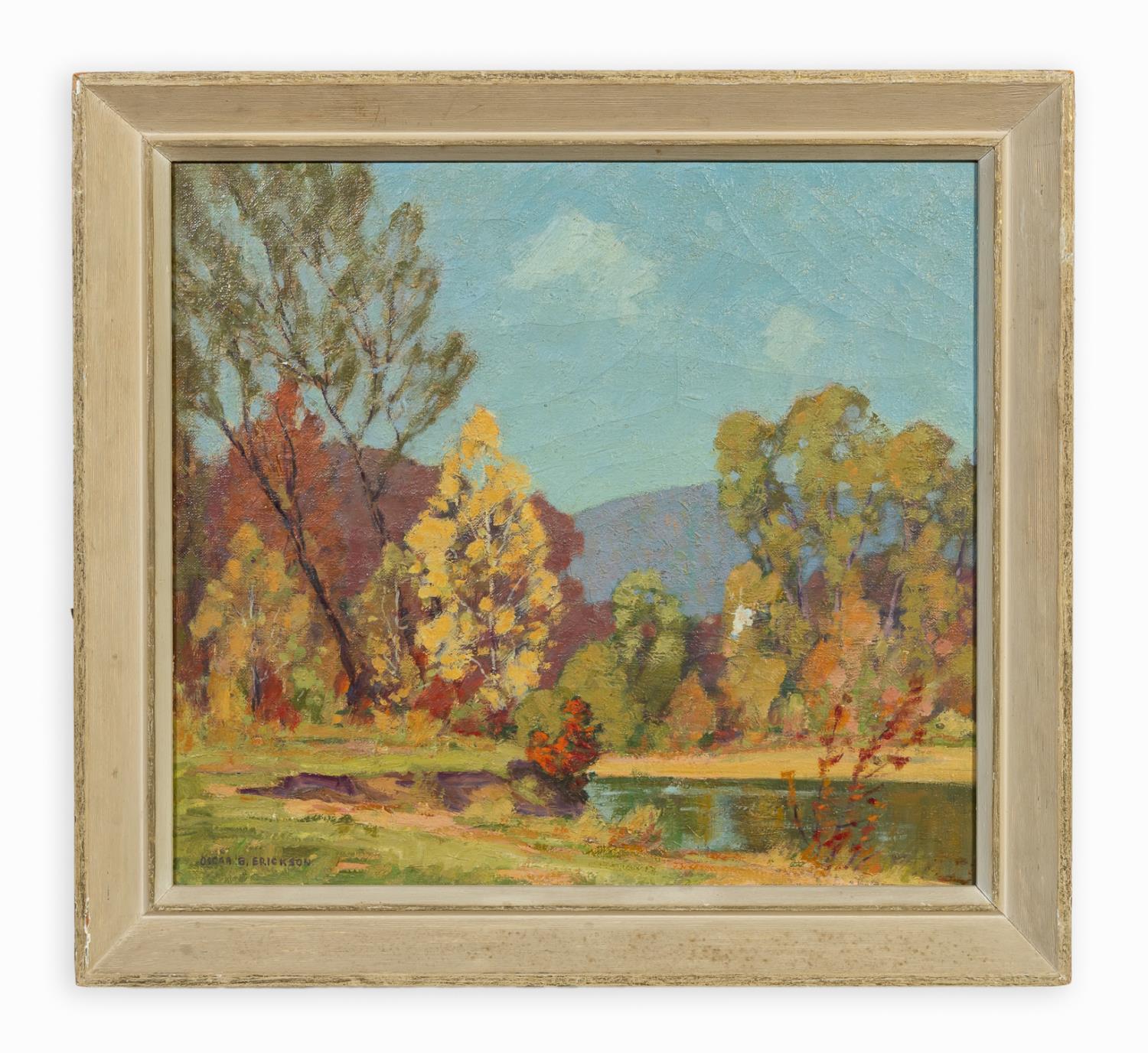 Appraisal: OSCAR ERICKSON ALONG THE RIVER LANDSCAPE O C Oscar B