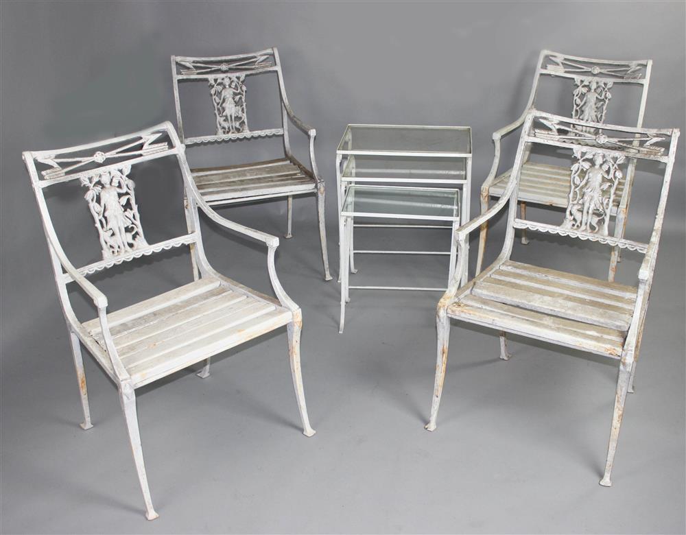 Appraisal: SET OF CAST IRON GARDEN FURNITURE INCLUDES TWO SETTEES AND