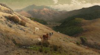 Appraisal: Thaddeus Welch Cows in a California pasture signed and dated