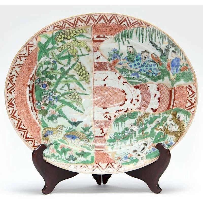 Appraisal: Unusual Chinese Porcelain Platter th century with Japonesque style decoration