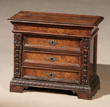 Appraisal: Italian Baroque Style Walnut and Burl Walnut Diminutive Commode Late