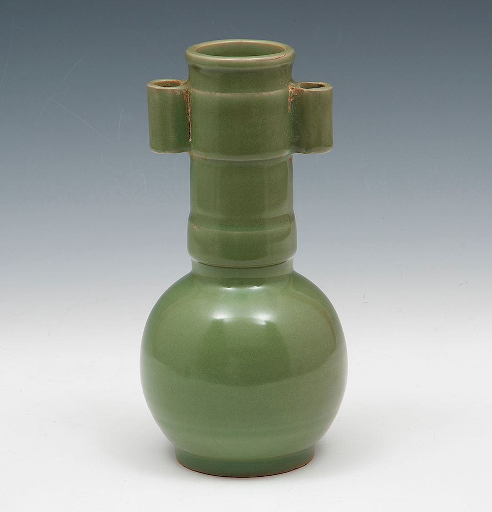 Appraisal: Lungchuan Celadon 'Plum Green' Glazed Bottle Vase N Sung Lungchuan