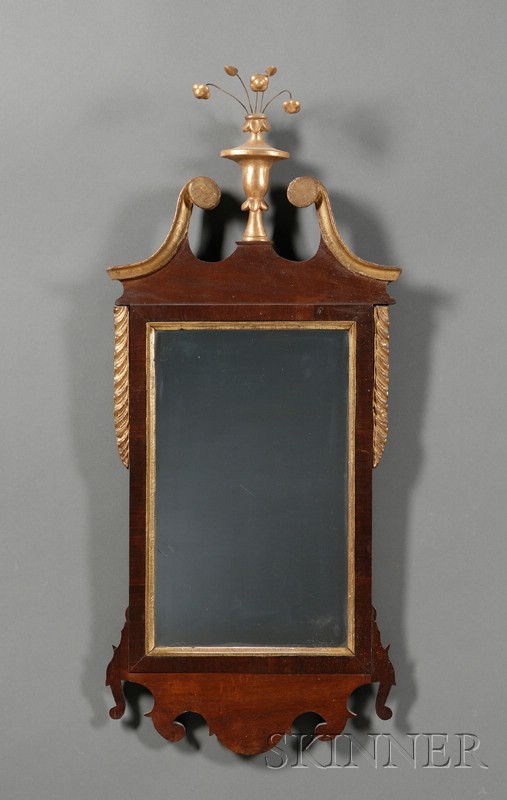 Appraisal: Chippendale Mahogany and Gilt-gesso Mirror possibly Connecticut River Valley late