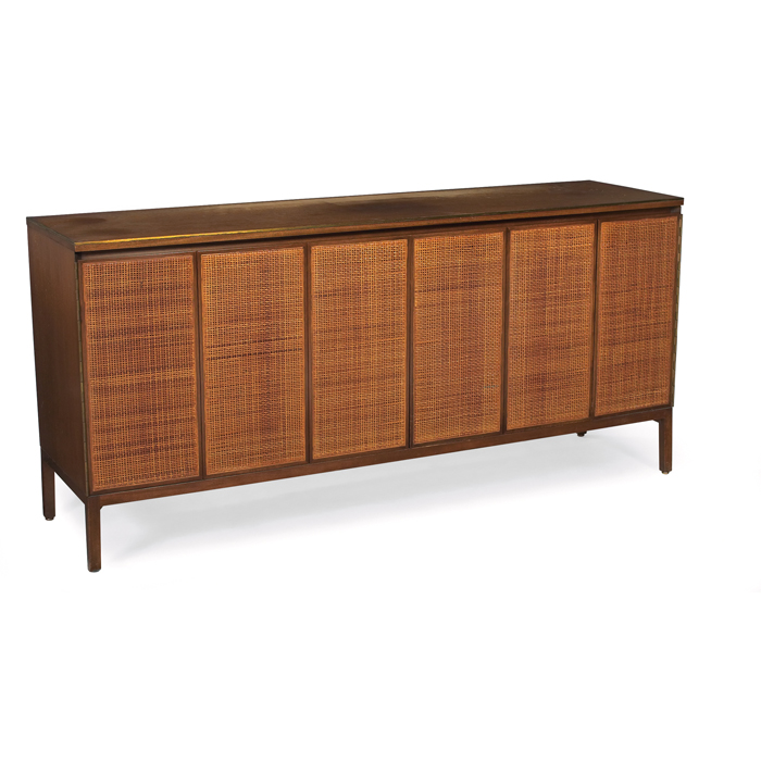 Appraisal: Paul McCobb cabinet by Calvin bleached mahogany cabinet with brass