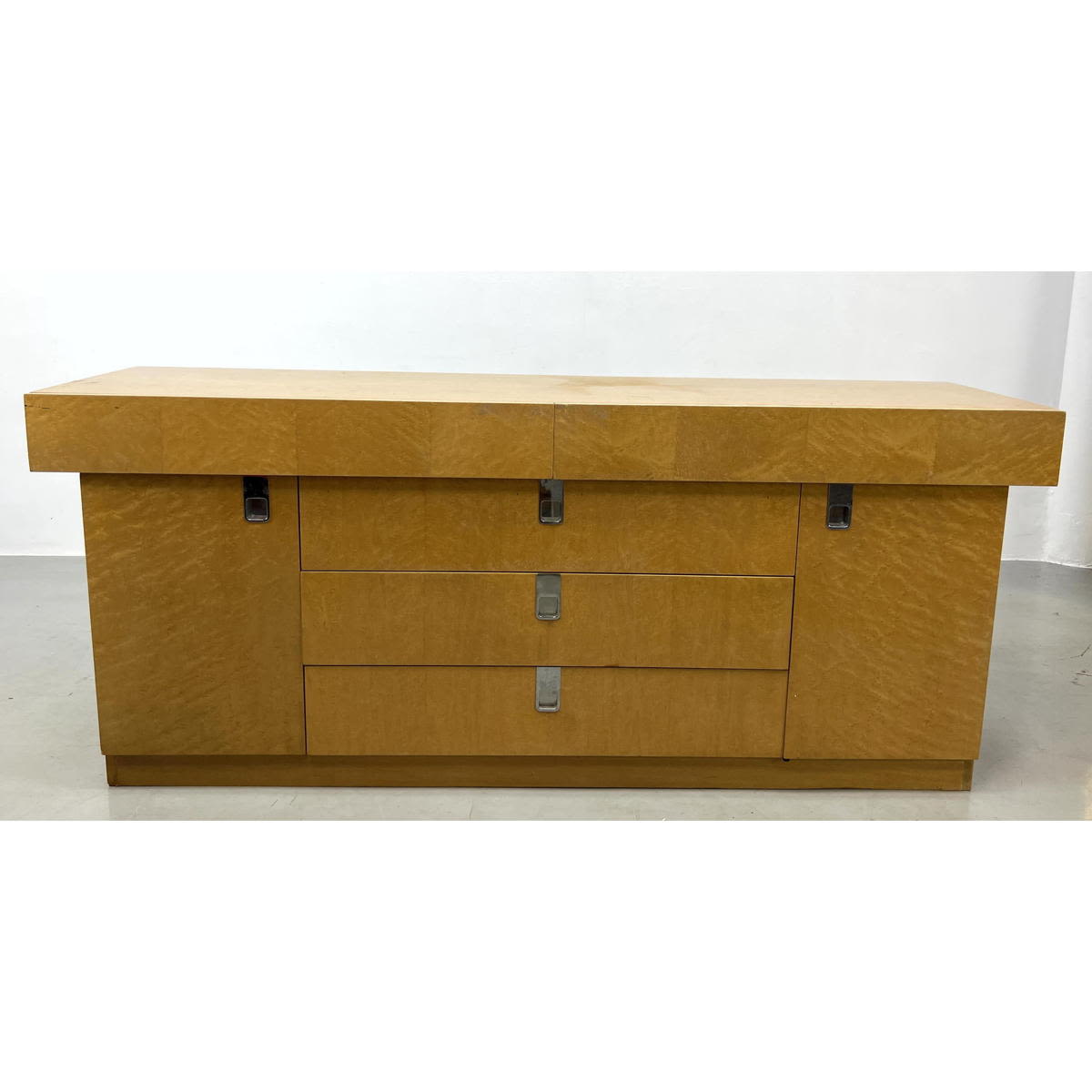 Appraisal: BAKER Birds Eye Maple Modernist Credenza Sideboard Blond wood cabinet