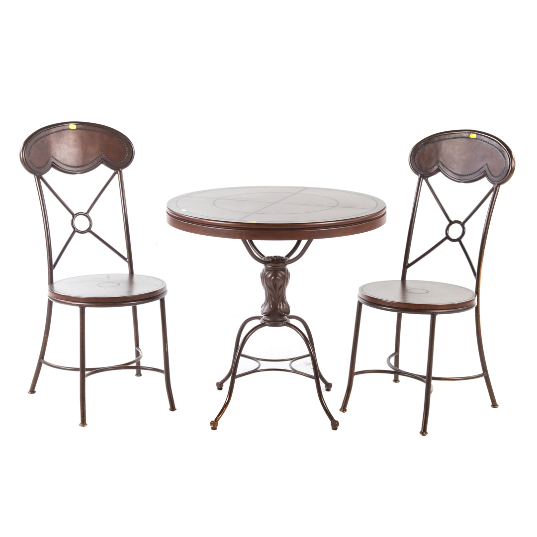 Appraisal: Contemporary metal composition table chairs round ice cream parlor style