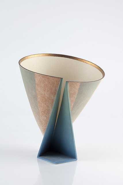 Appraisal: Jonathan Middlemiss British b Sculptural vesselgreen brown and blue conical