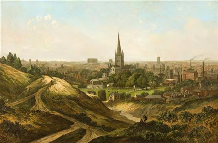 Appraisal: HENRY LUPY BRIGHT TH CENTURY A PANORAMIC VIEW OF NORWICH