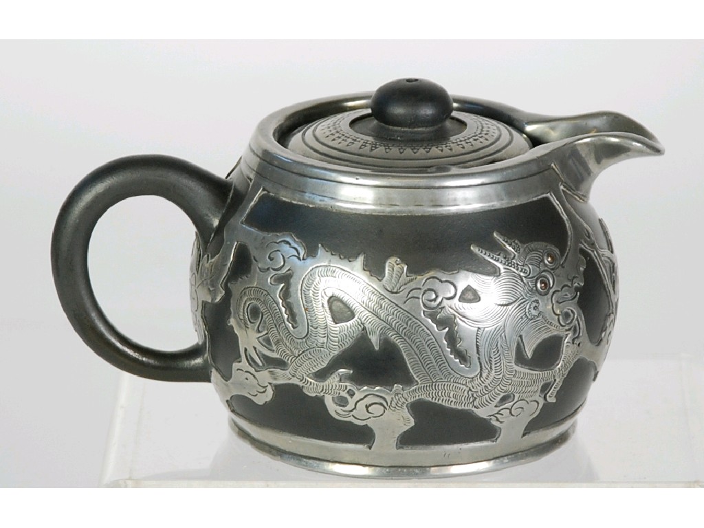 Appraisal: LATE NINETEENTH EARLY TWENTIETH CENTURY YIXING CHINESE PEWTER OVERLAID POTTERY