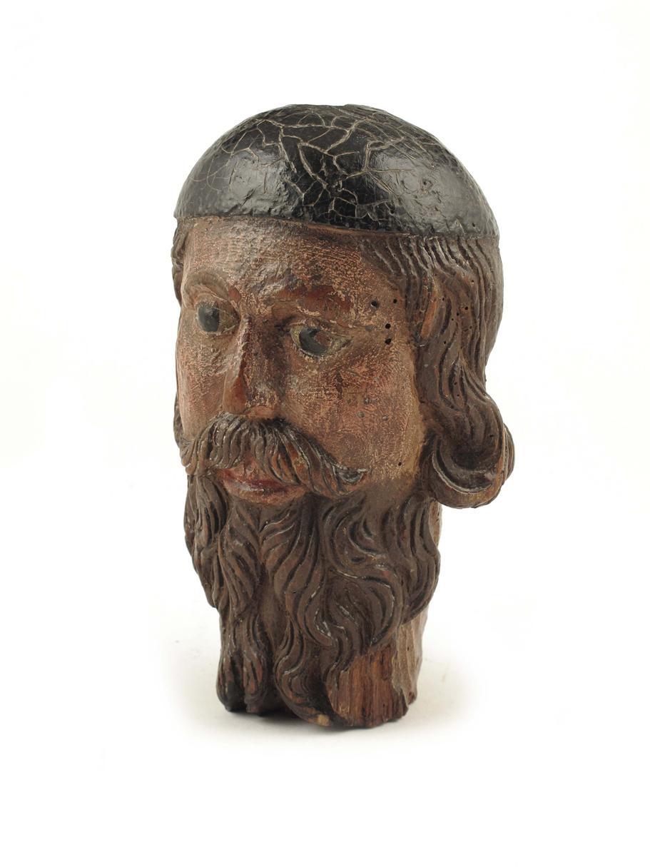 Appraisal: A carved wood and polychrome decorated bust of a bearded