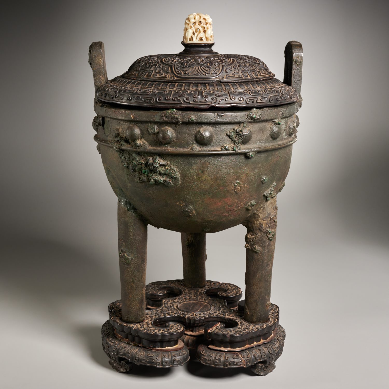 Appraisal: CHINESE ARCHAIC STYLE RITUAL DING TRIPOD VESSEL Possibly Western Zhou