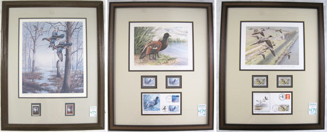 Appraisal: THREE AND INTERNATIONAL DUCK STAMPS AND COLOR PRINTS The North