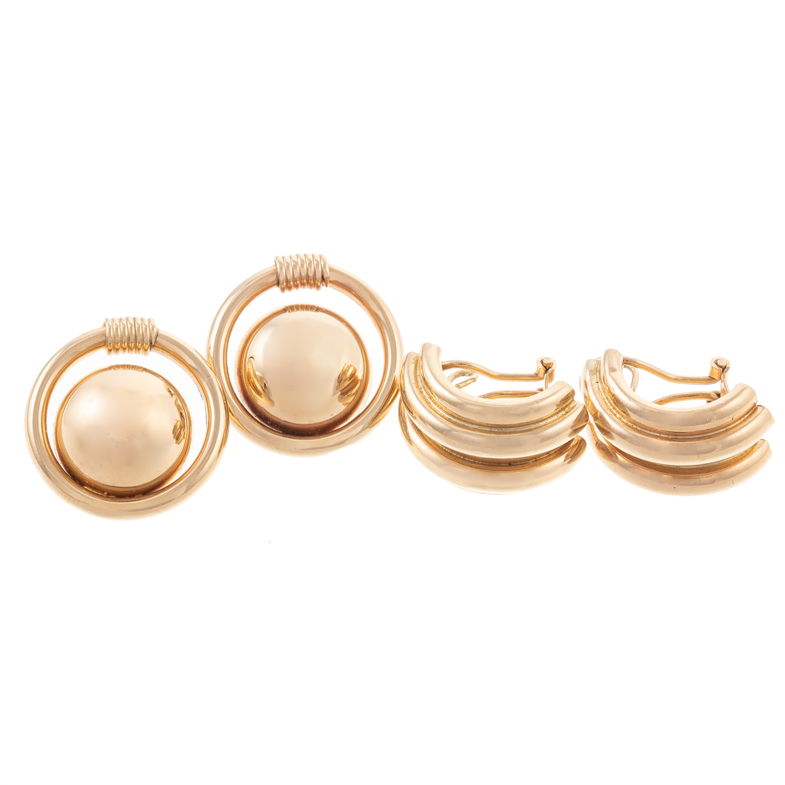 Appraisal: TWO PAIRS OF K YELLOW GOLD EAR CLIPS K yellow