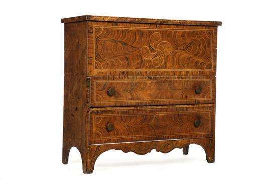 Appraisal: DECORATED MULE CHEST American mid th century poplar Cutout feet