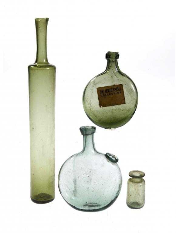 Appraisal: BOTTLES A LATVIAN SEALED GLASS FLASK RIGA of clear green