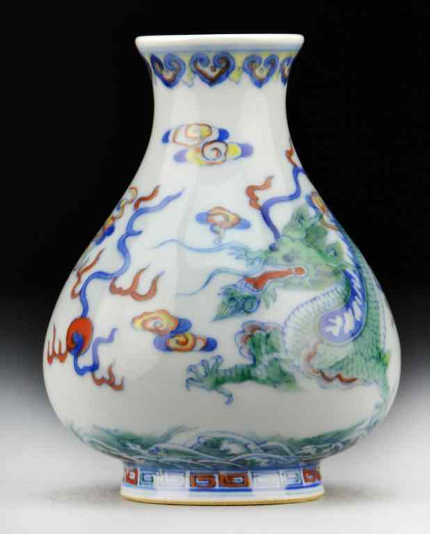 Appraisal: Chinese Doucai Porcelain VaseOf small bottle form finely painted to