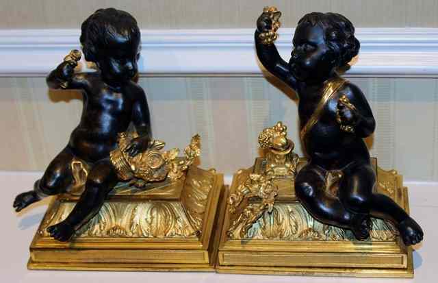 Appraisal: A PAIR OF TH CENTURY FRENCH STYLE BRONZE AND PARCEL