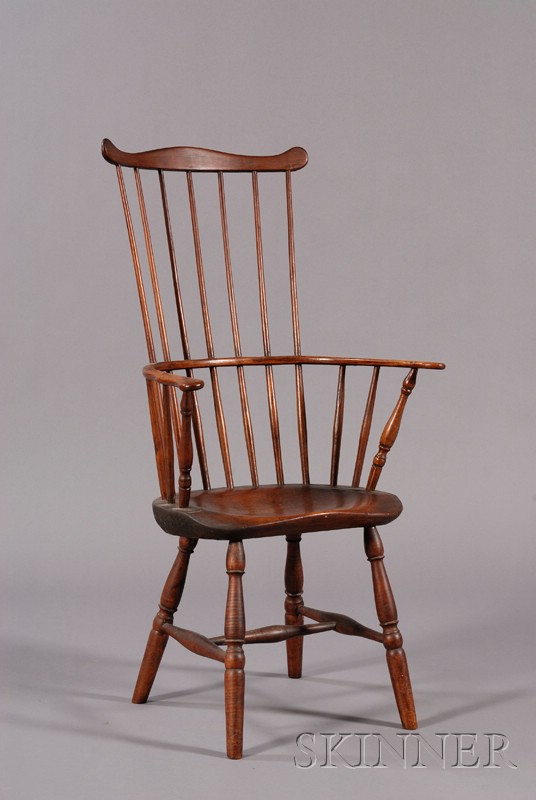 Appraisal: Windsor Fan-back Armchair New England c old refinish ht seat