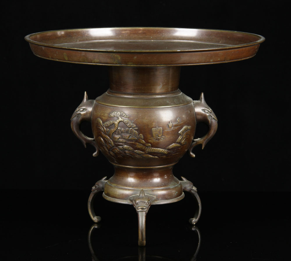 Appraisal: - Japanese Bronze Ikebana Usabata Japanese ikebana usabata bronze h