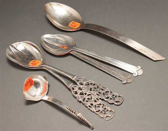 Appraisal: Assortment of Mexican Art Deco style silver serving pieces comprising